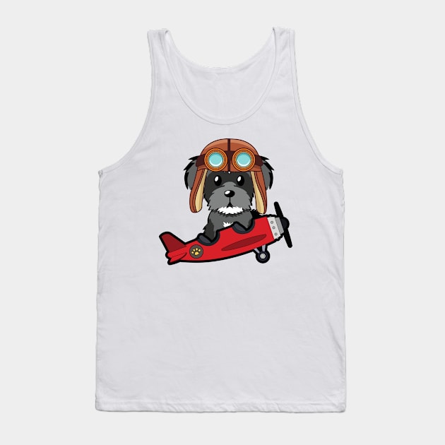 Cute schnauzer is in a vintage plane Tank Top by Pet Station